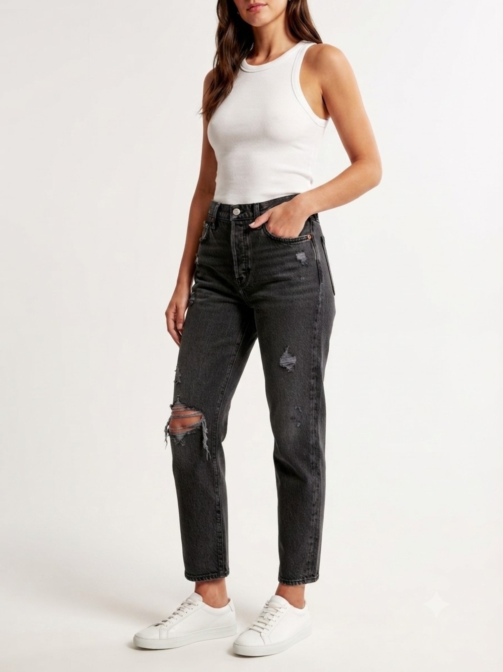 🖤 Abercrombie & Fitch "The Dad" High-Rise Distressed Jeans 🖤 10R - Waist 30